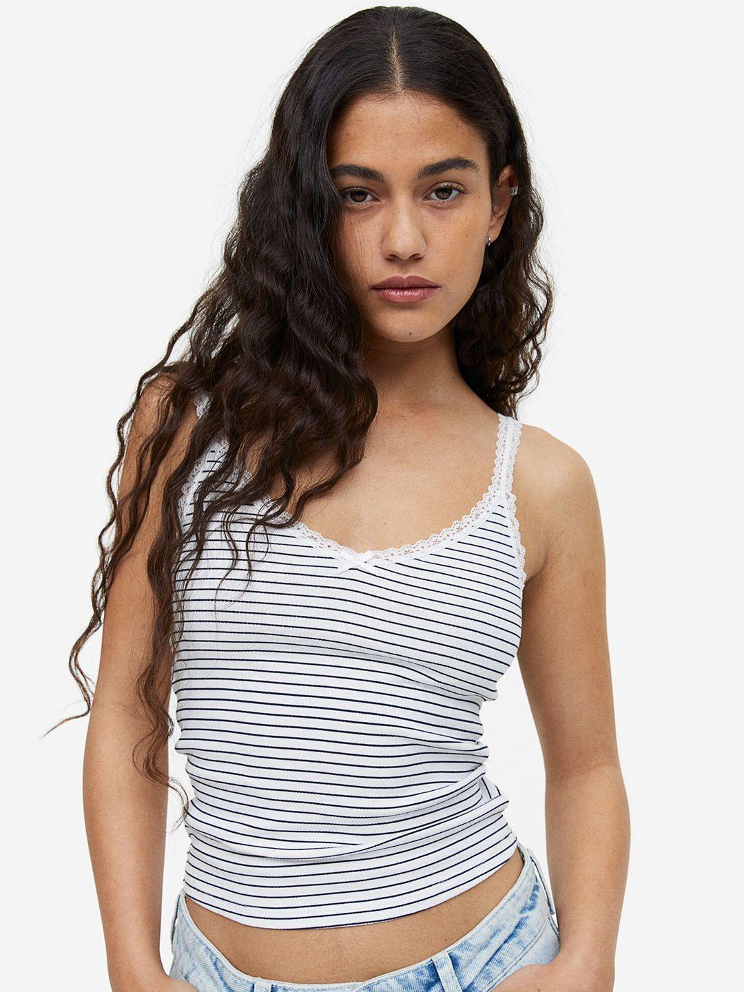 h&m lace-trimmed ribbed vest top