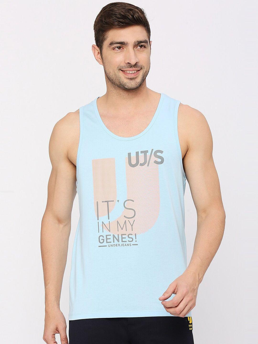 underjeans by spykar printed cotton innerwear gym vest