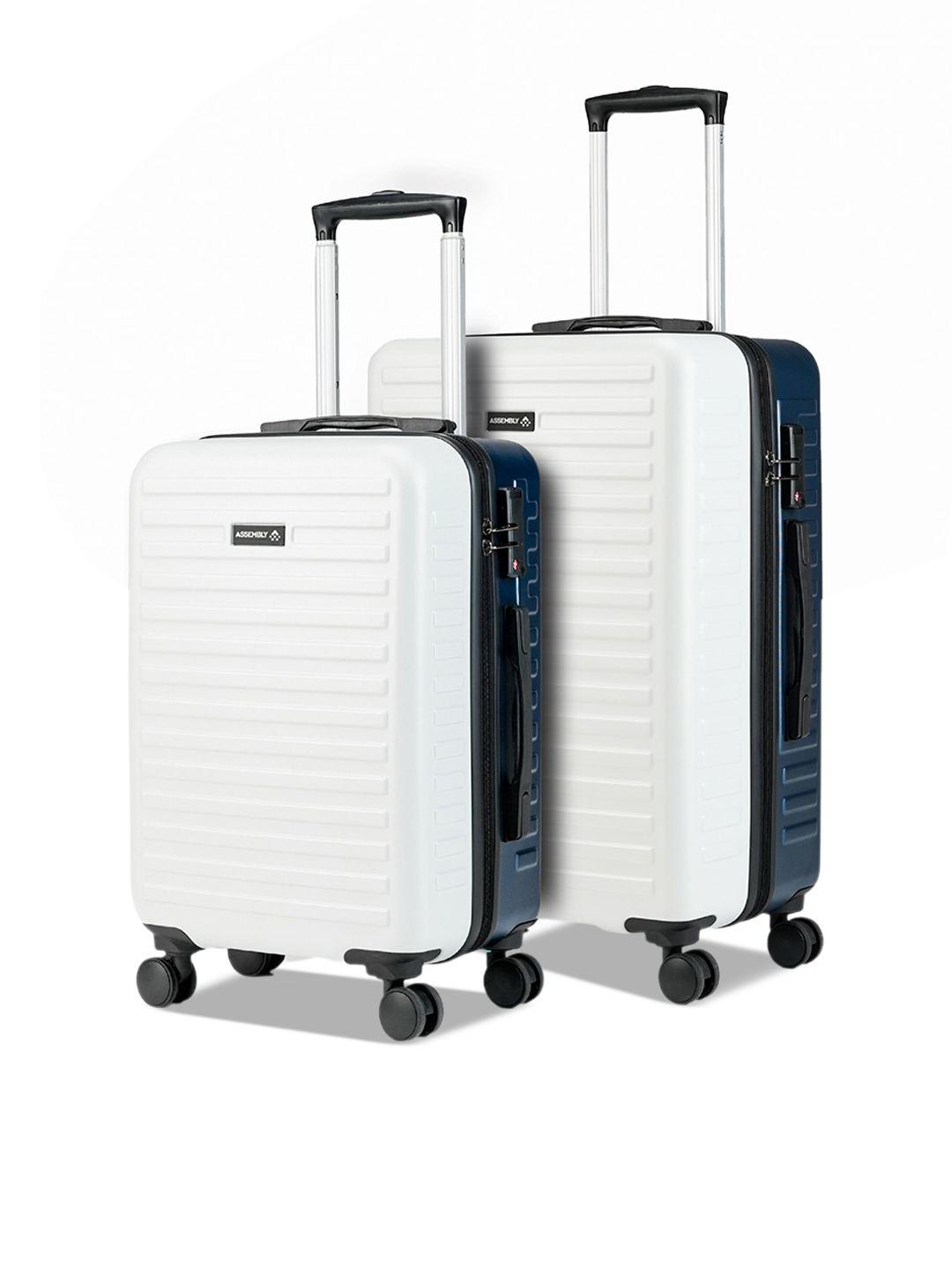 assembly set of 2 textured hard cabin-sized & medium-sized trolley bags 42l & 67l