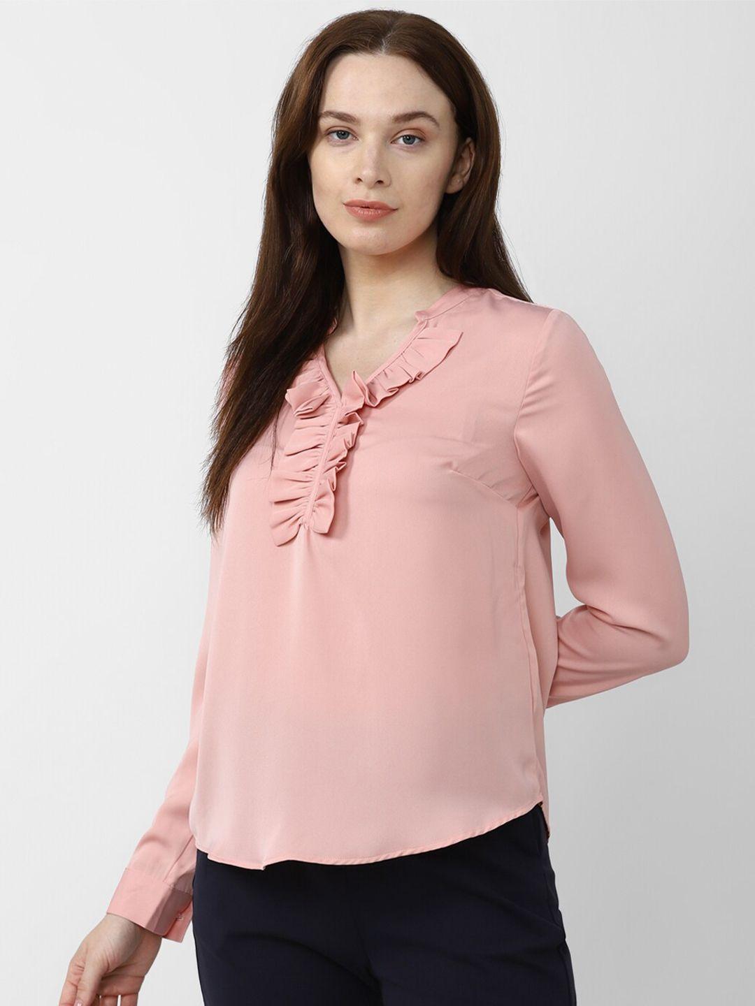 van heusen woman v-neck ruffle cuffed sleeves top