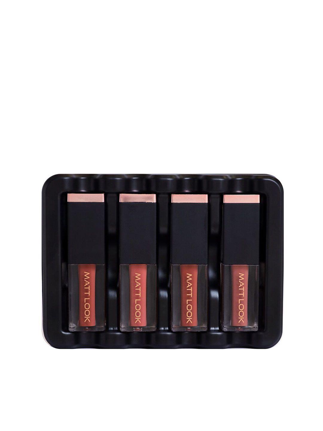 mattlook set of 4 power stay matte liquid lipsticks 2.5 ml each - nude spice