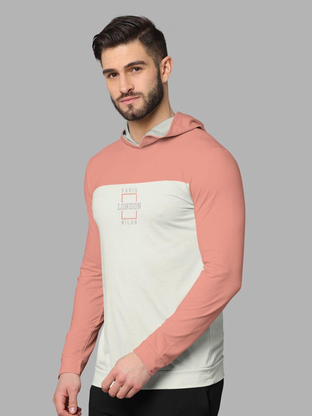 bullmer colourblocked hooded long sleeves cotton t-shirt