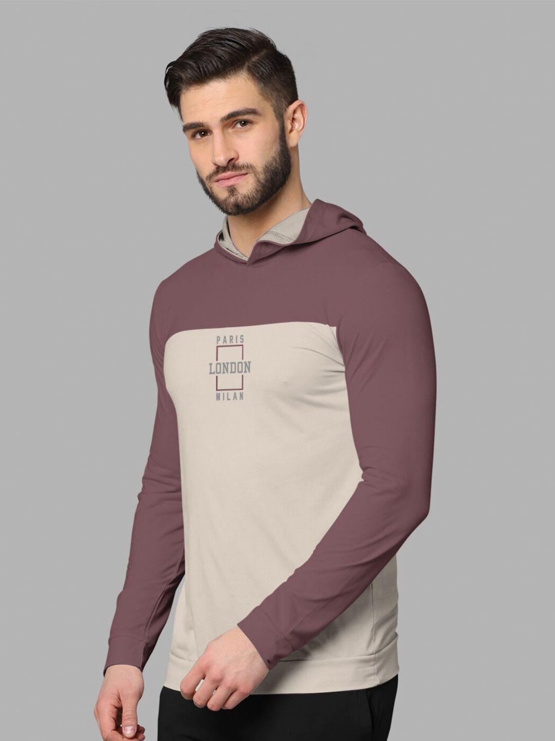 bullmer colourblocked hooded long sleeves cotton t-shirt