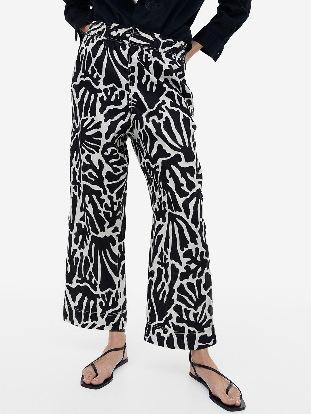 h&m women ankle-length linen trousers