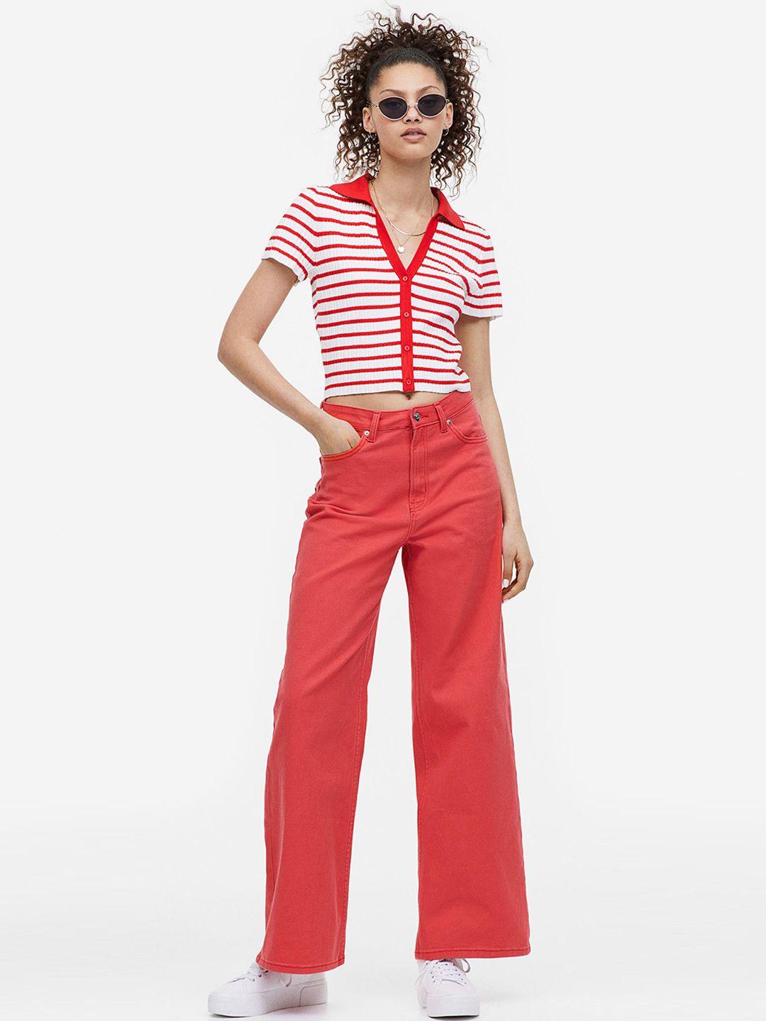 h&m women wide twill trousers