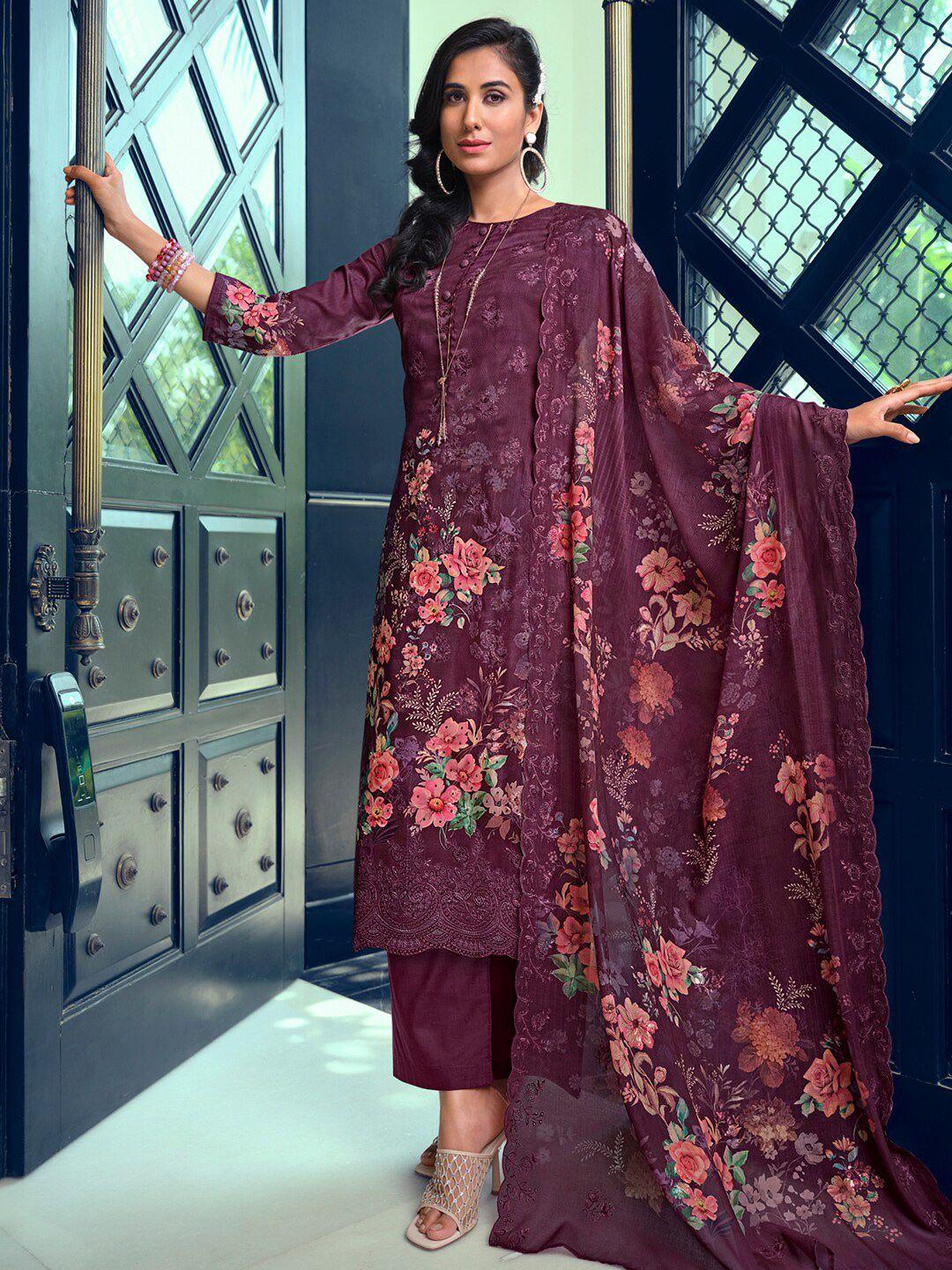 stylee lifestyle embroidered pure silk unstitched dress material