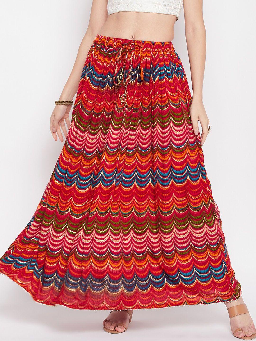 clora creation printed flared maxi skirt