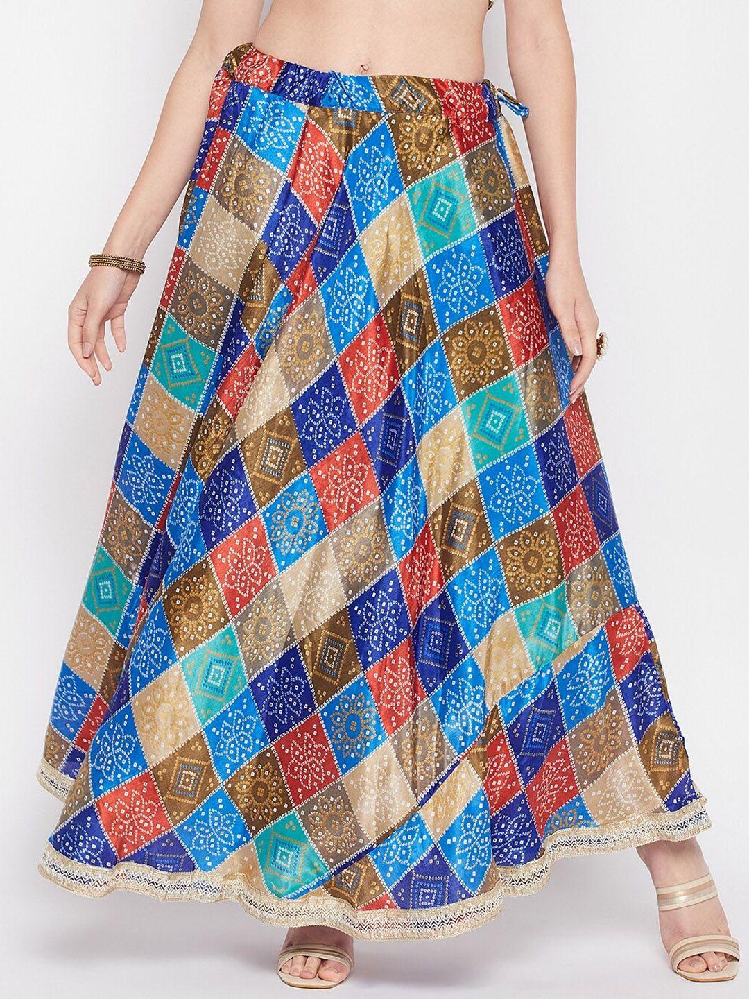 clora creation tie & dye bandhani print chinon maxi ethnic skirt