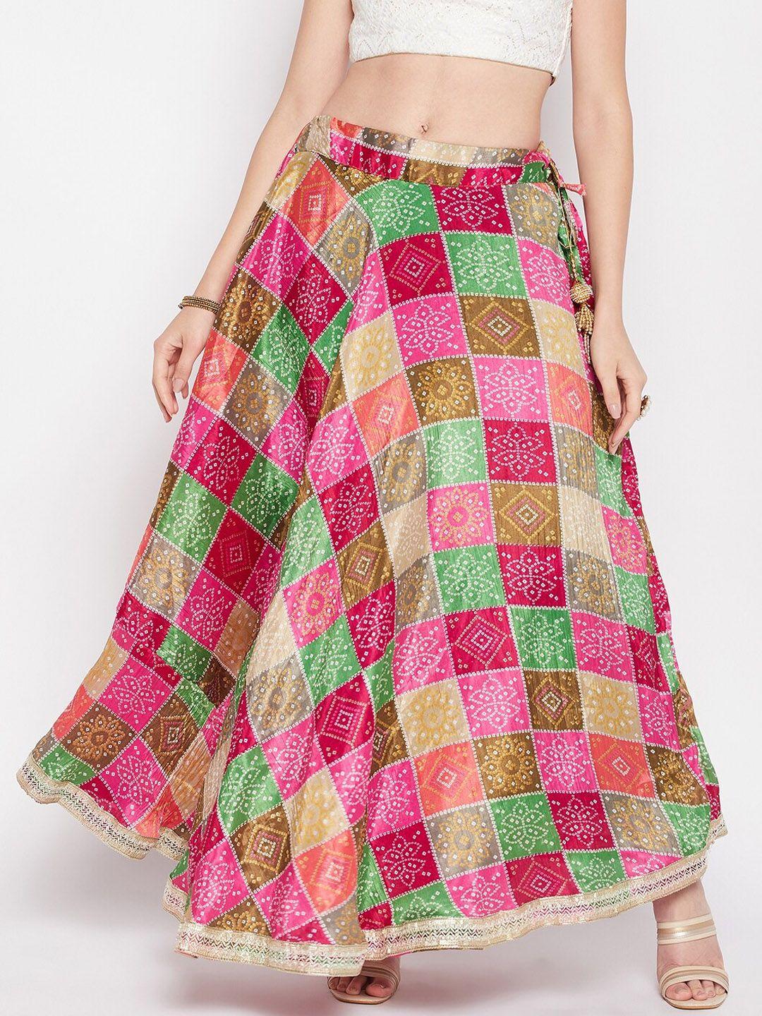 clora creation tie & dye printed flared skirts