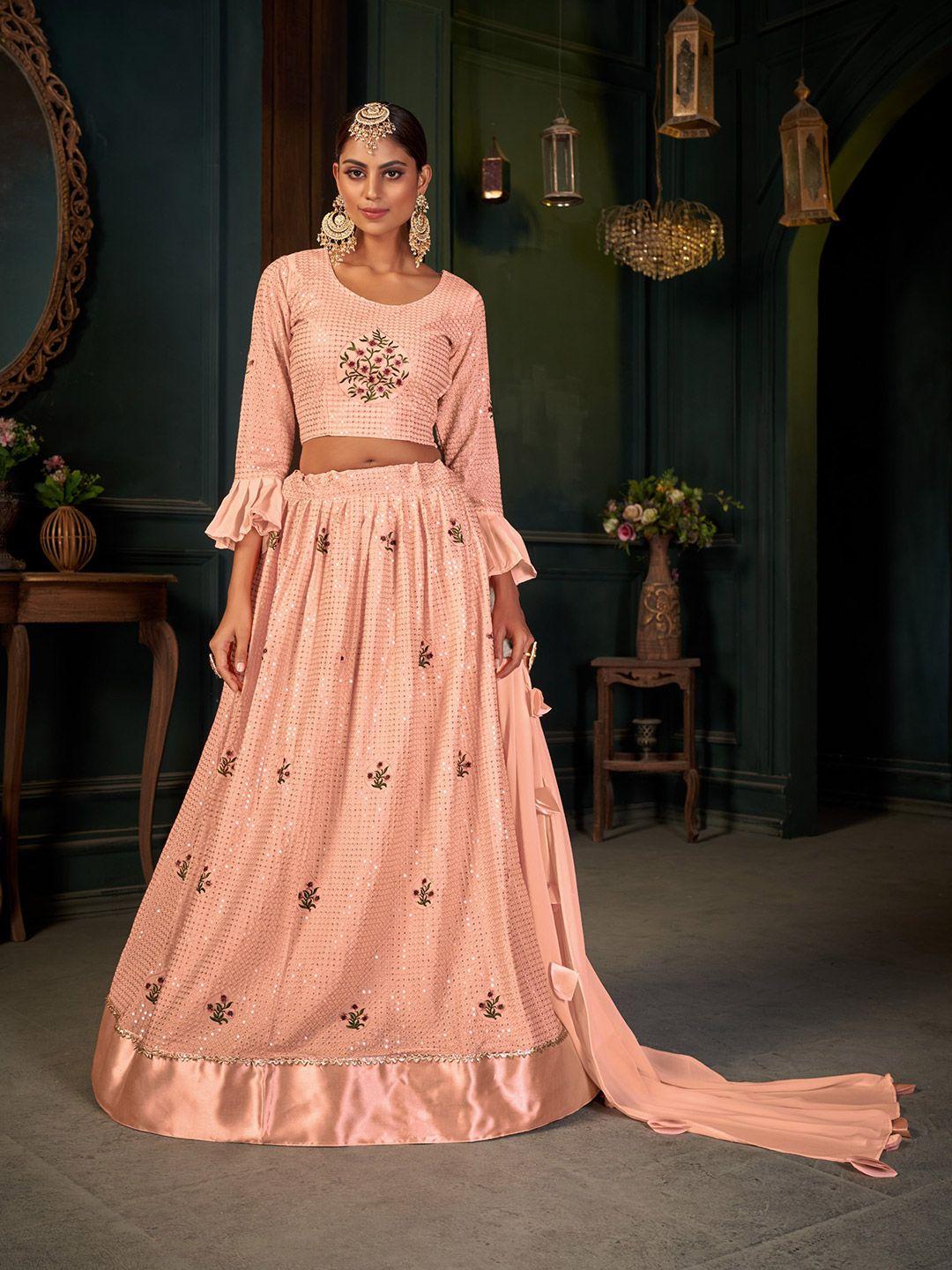 all about you embellished sequinned semi-stitched lehenga set