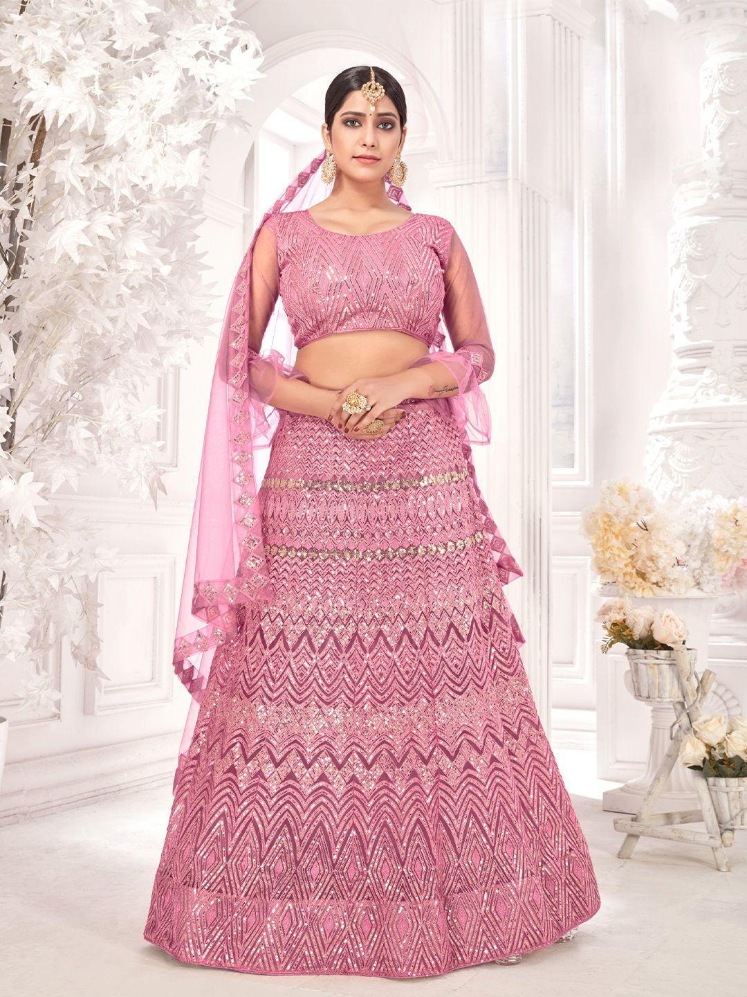 all about you embroidered sequinned semi-stitched lehenga set