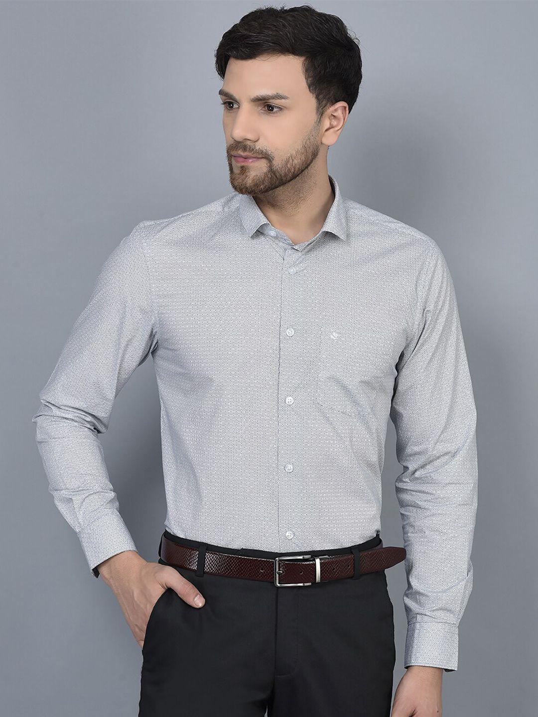 cobb smart slim fit ditsy printed opaque formal shirt