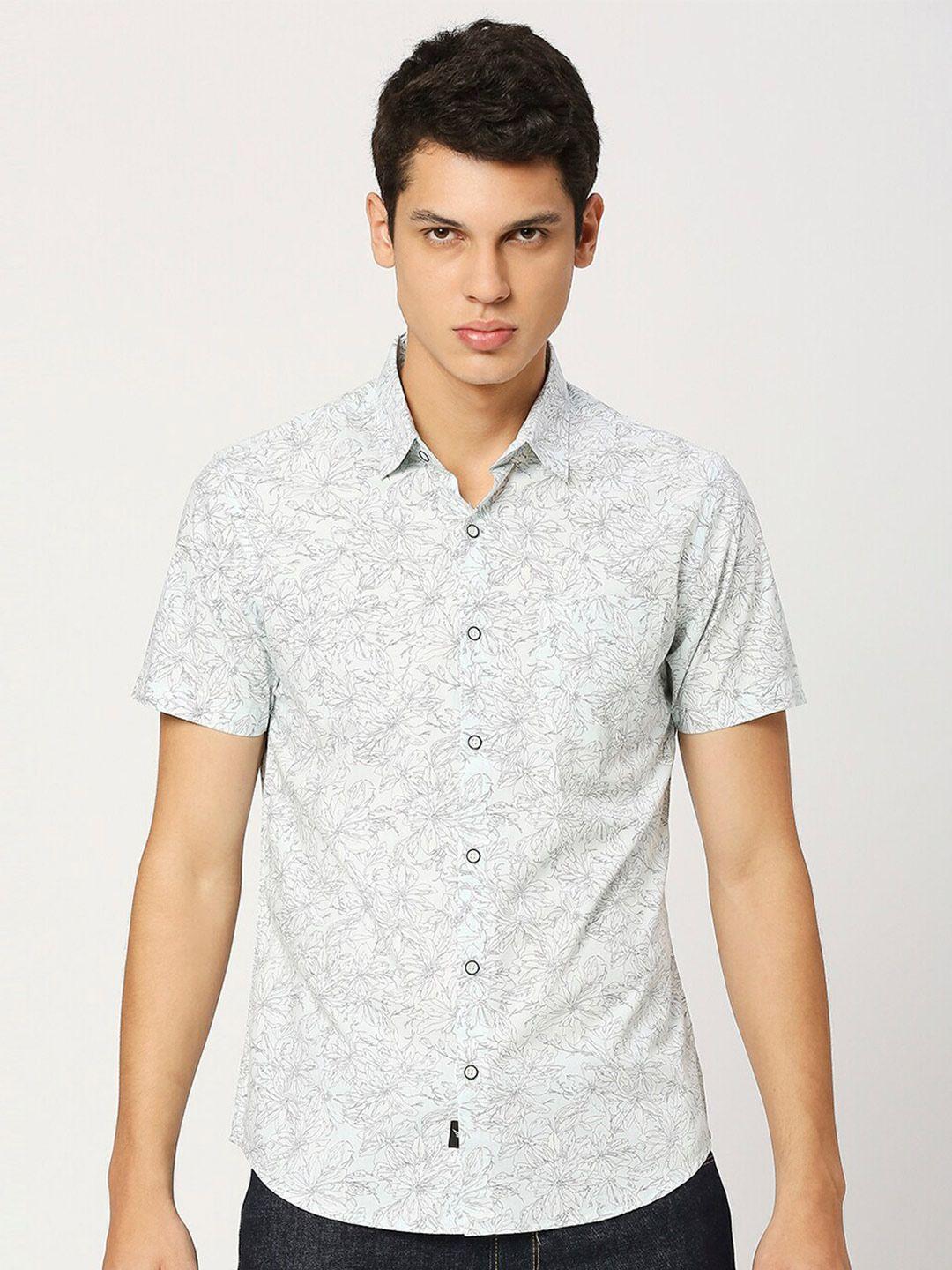 valen club slim fit floral printed pure cotton casual shirt