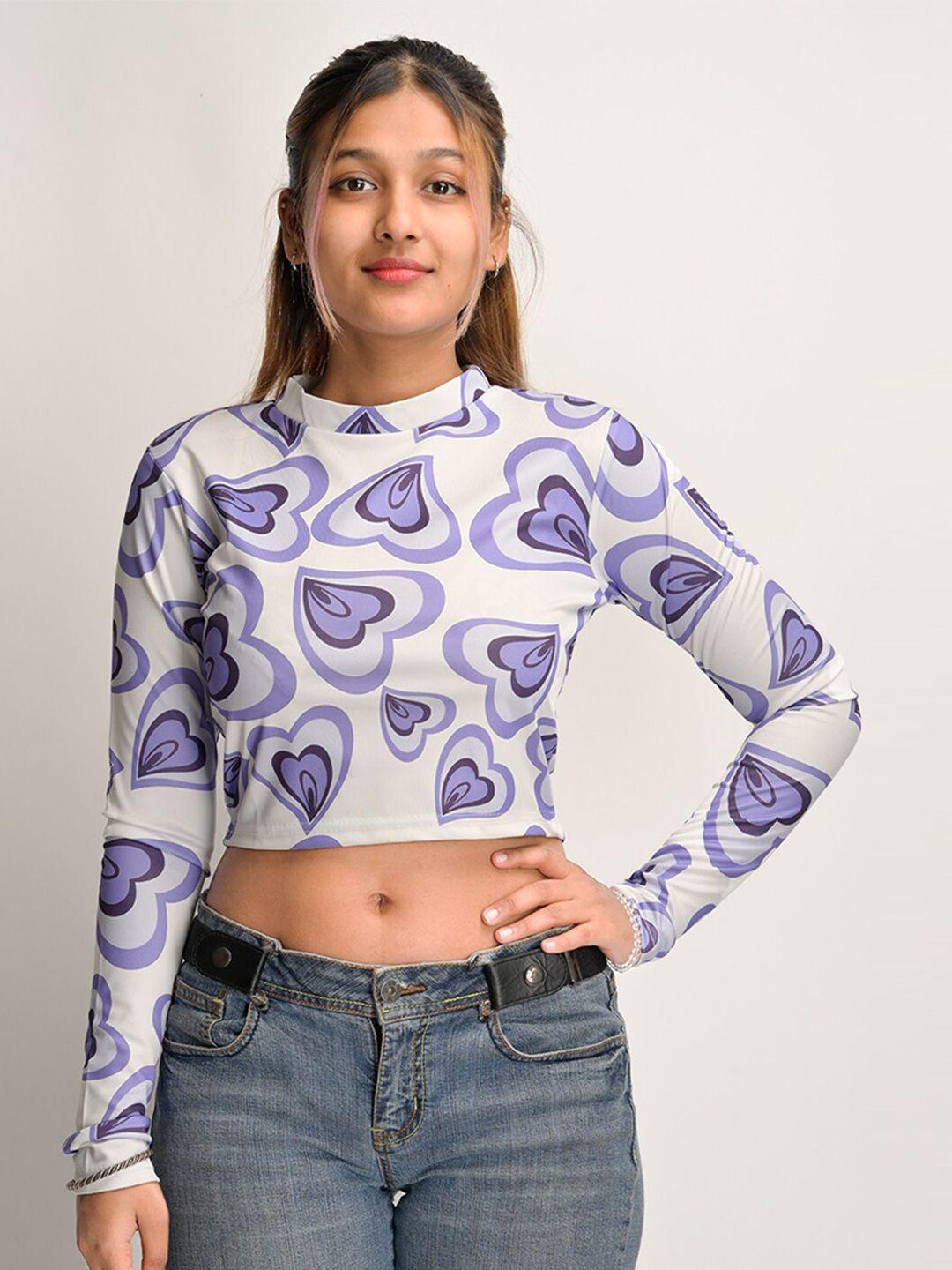 street style store heart printed long sleeves crop top