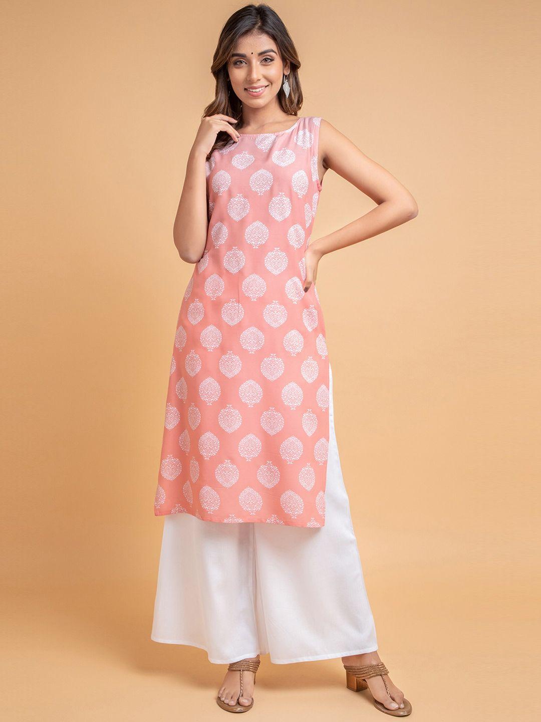 suti ethnic motifs printed sleeveless kurta