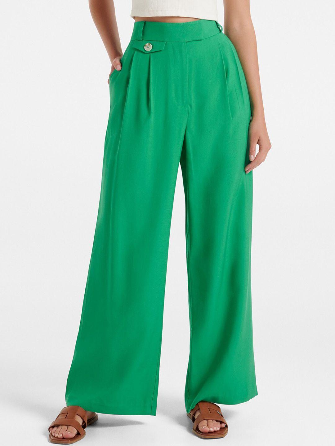 forever new women high-rise wide leg pleated parallel trousers