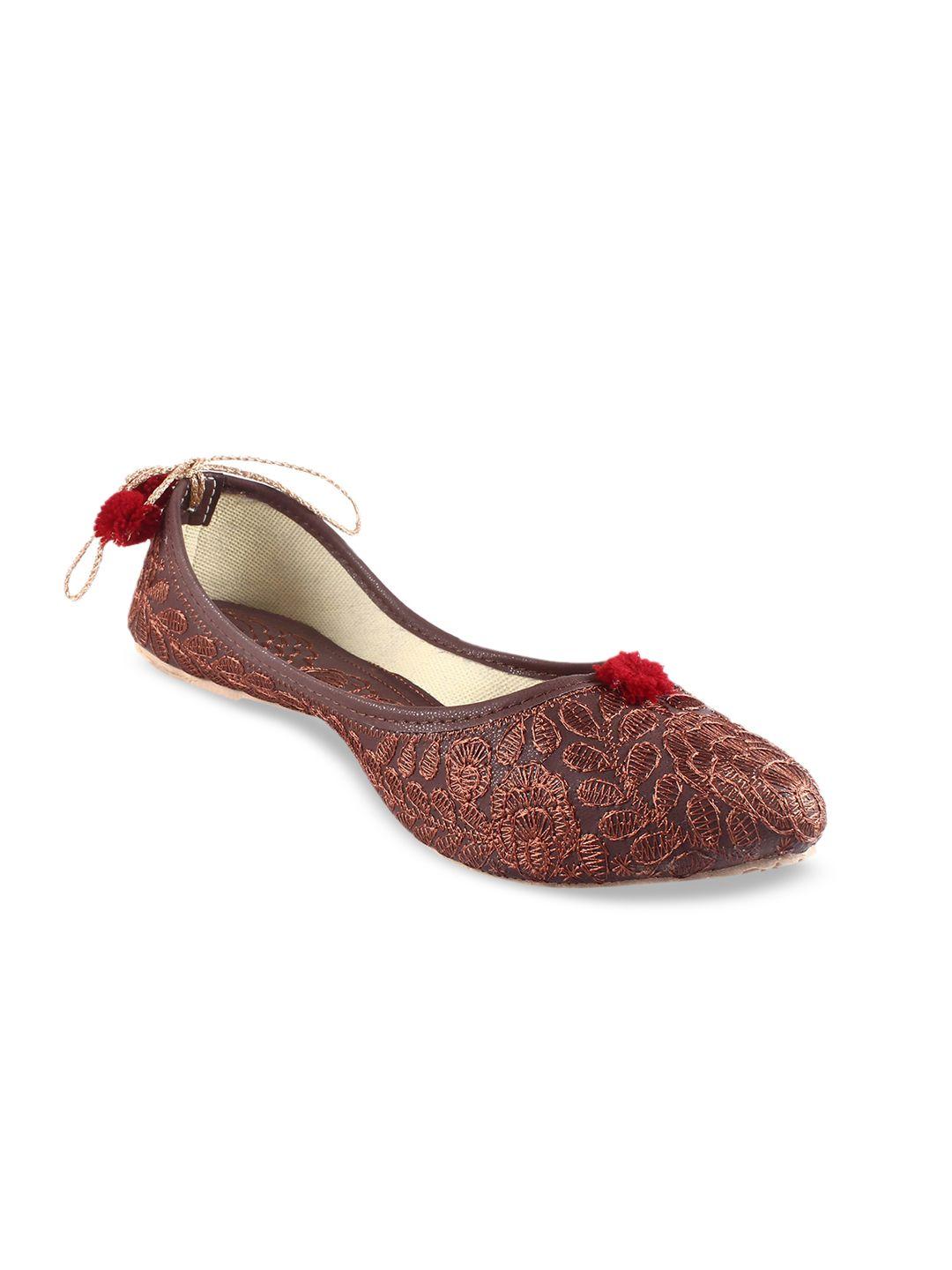 apratim embroidered round toe ballerinas