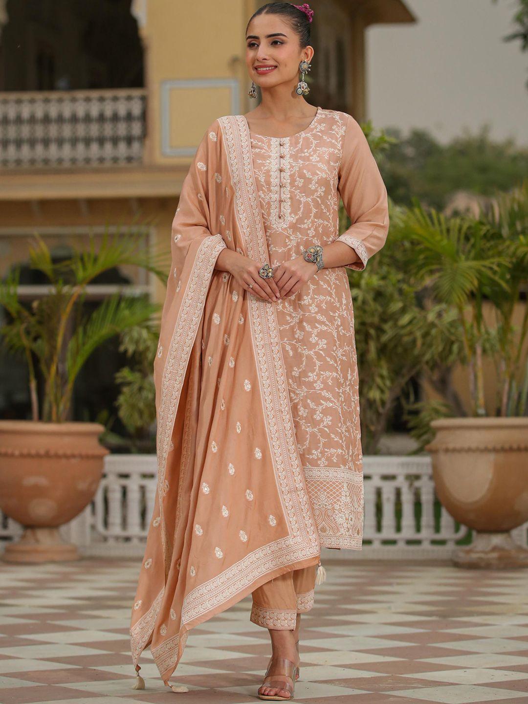 scakhi woven design zari kurta with trousers & with dupatta