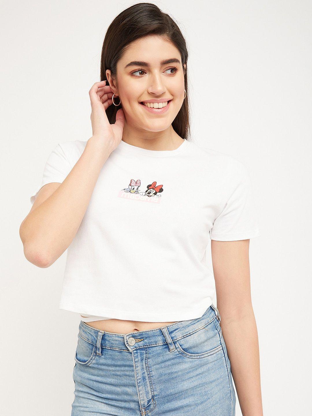 madame mickey & donald printed cotton crop top