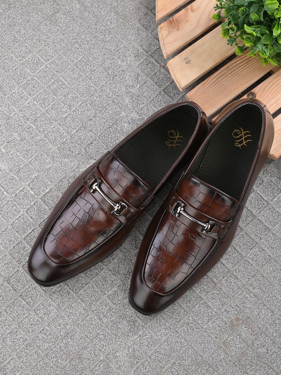 house of pataudi men textured formal loafers