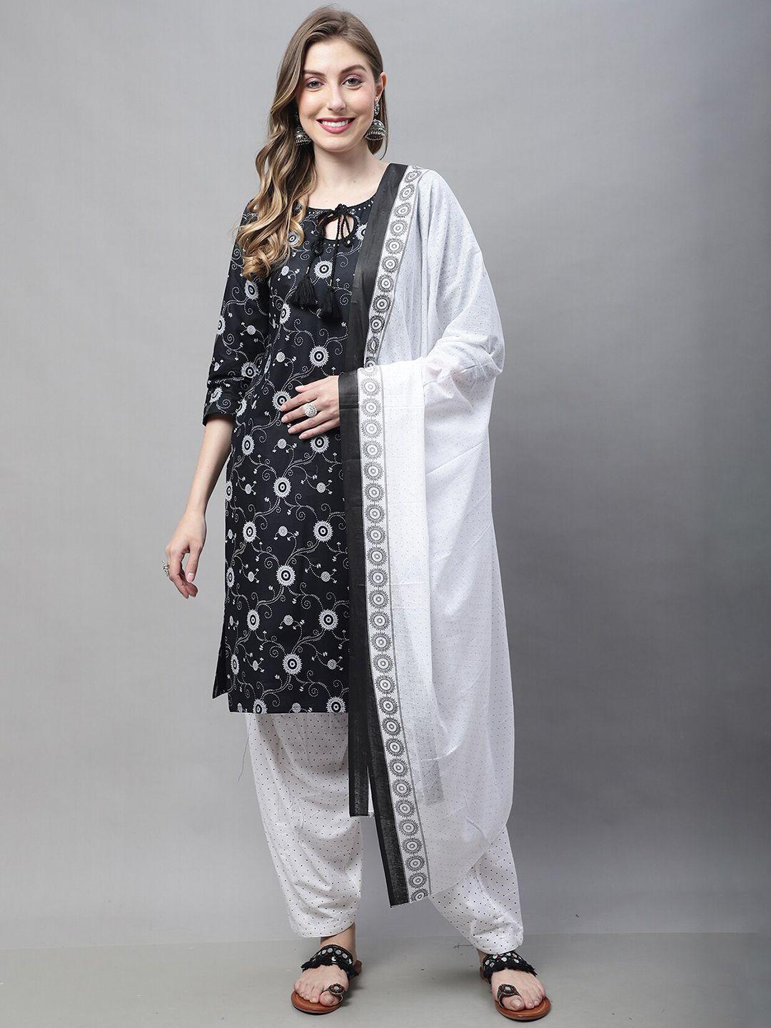 rajnandini ethnic motifs printed regular pure cotton kurta with patiala & with dupatta