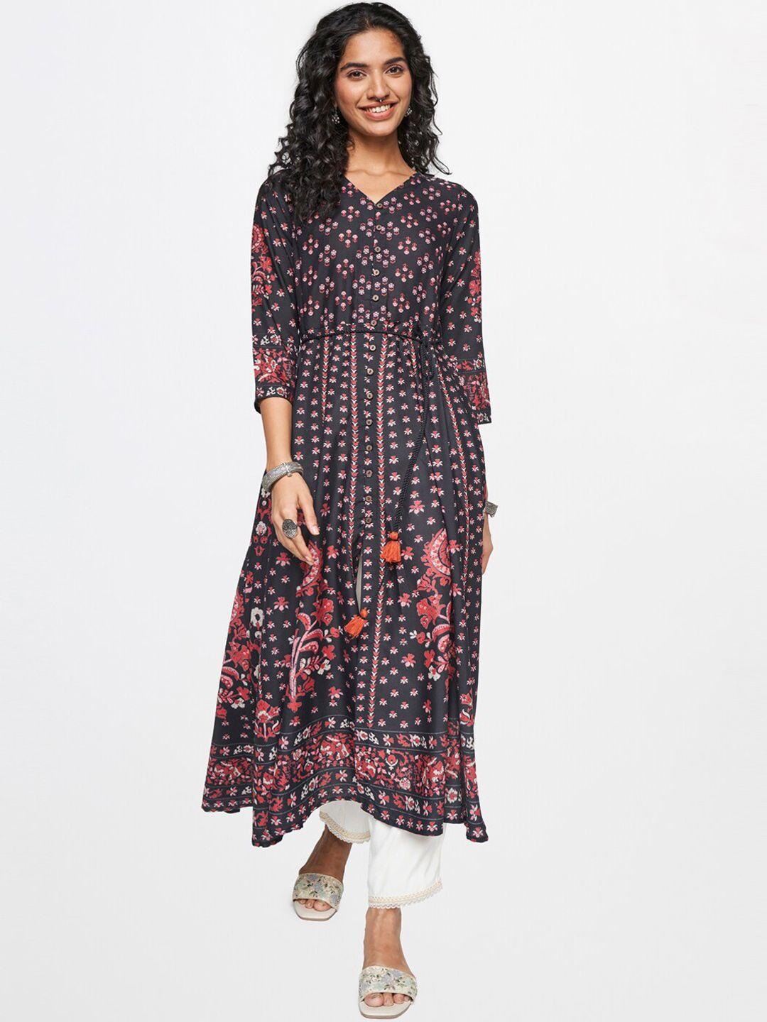 itse floral printed v-neck anarkali kurta