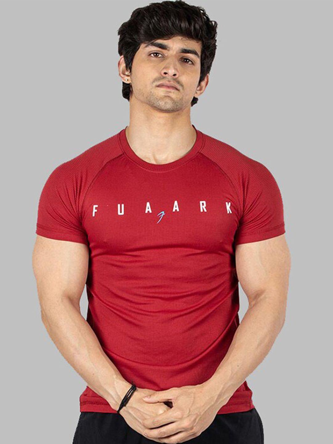 fuaark slim fit typography printed raglan sleeves anti odour  gym t-shirt