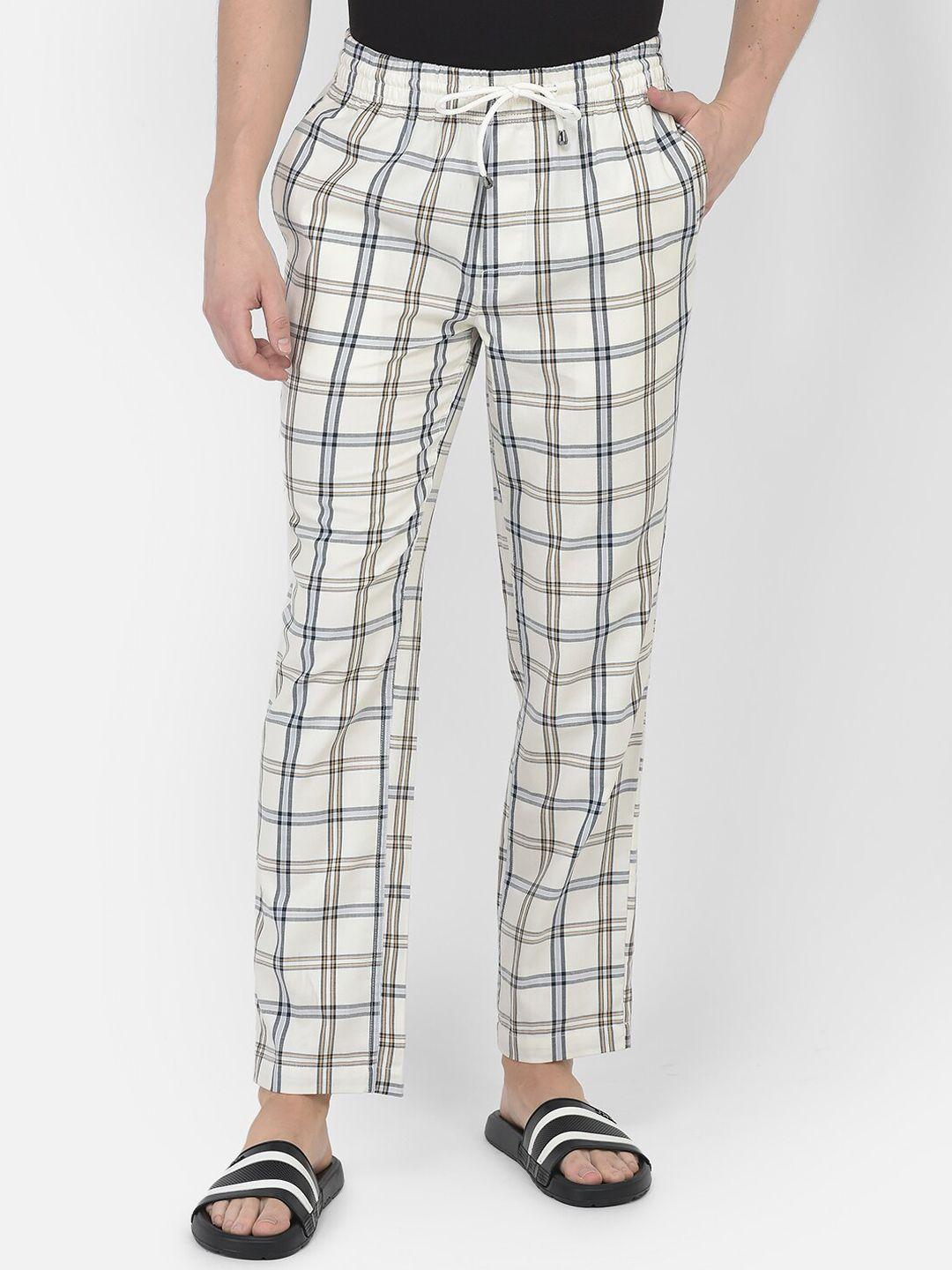 crimsoune club men mid-rise checked pure cotton lounge pants