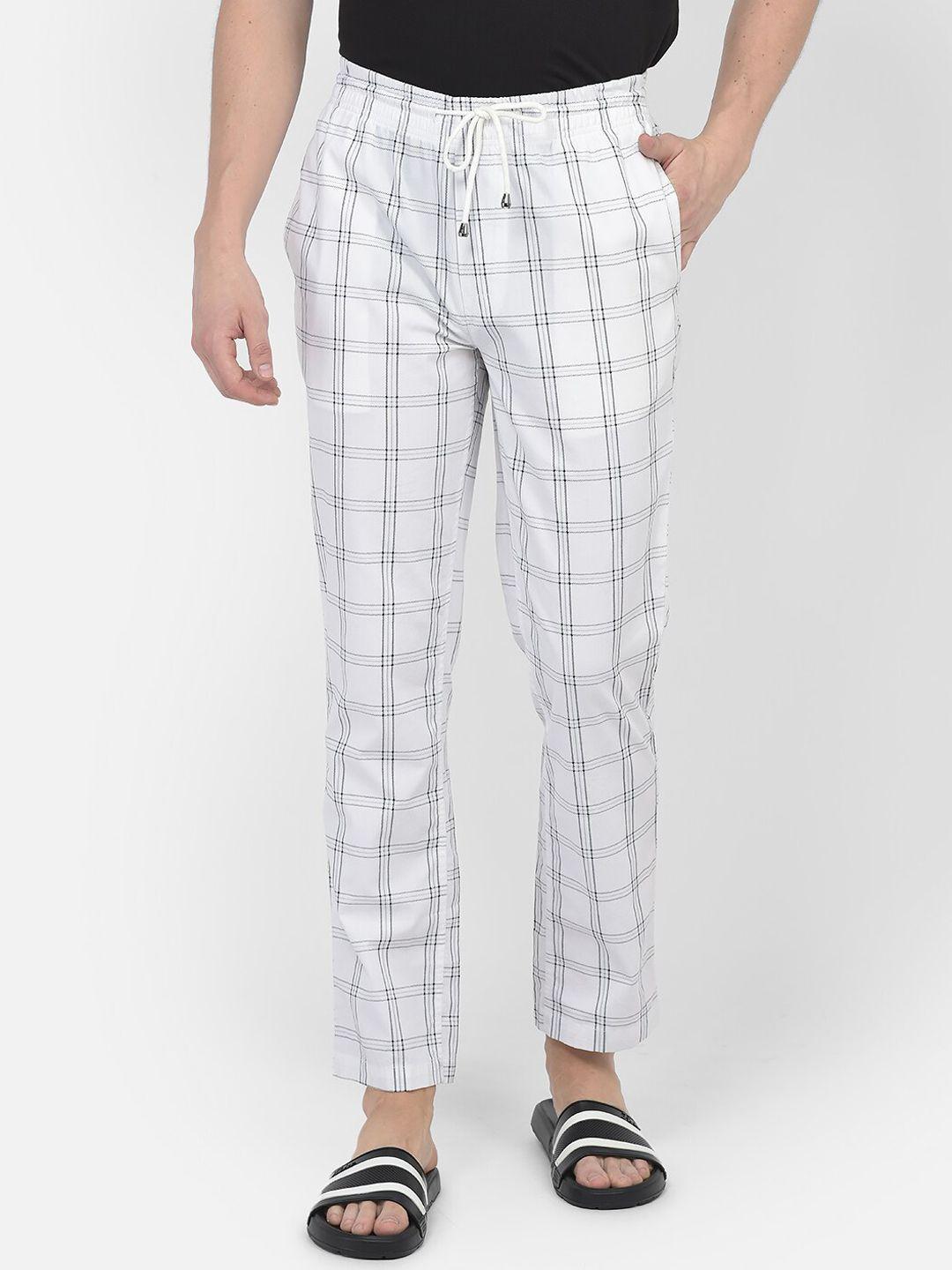 crimsoune club men checked pure cotton lounge pants