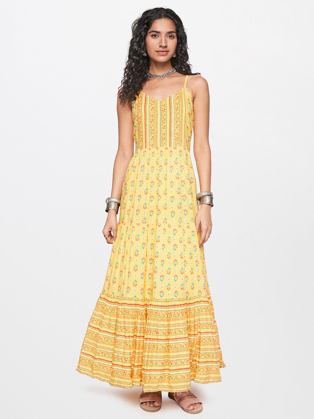 global desi ethnic motifs print maxi dress