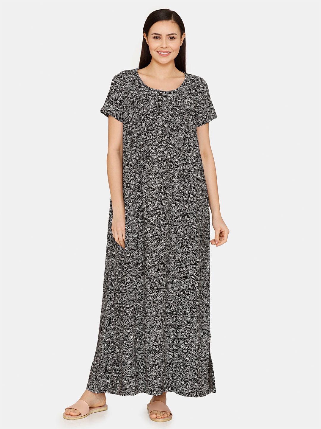 rosaline by zivame floral printed maxi nightdress