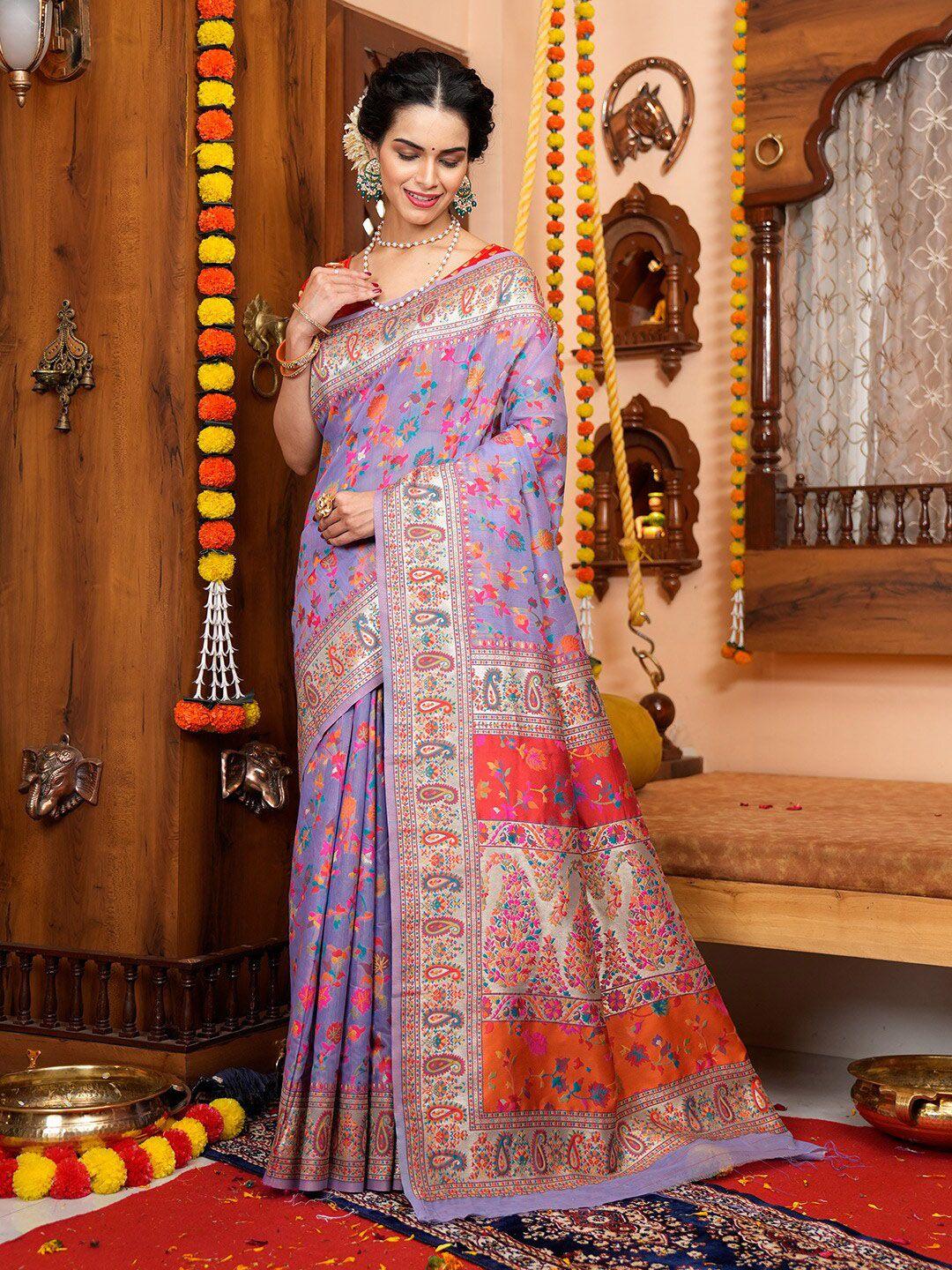 karagiri floral woven design pashmina saree