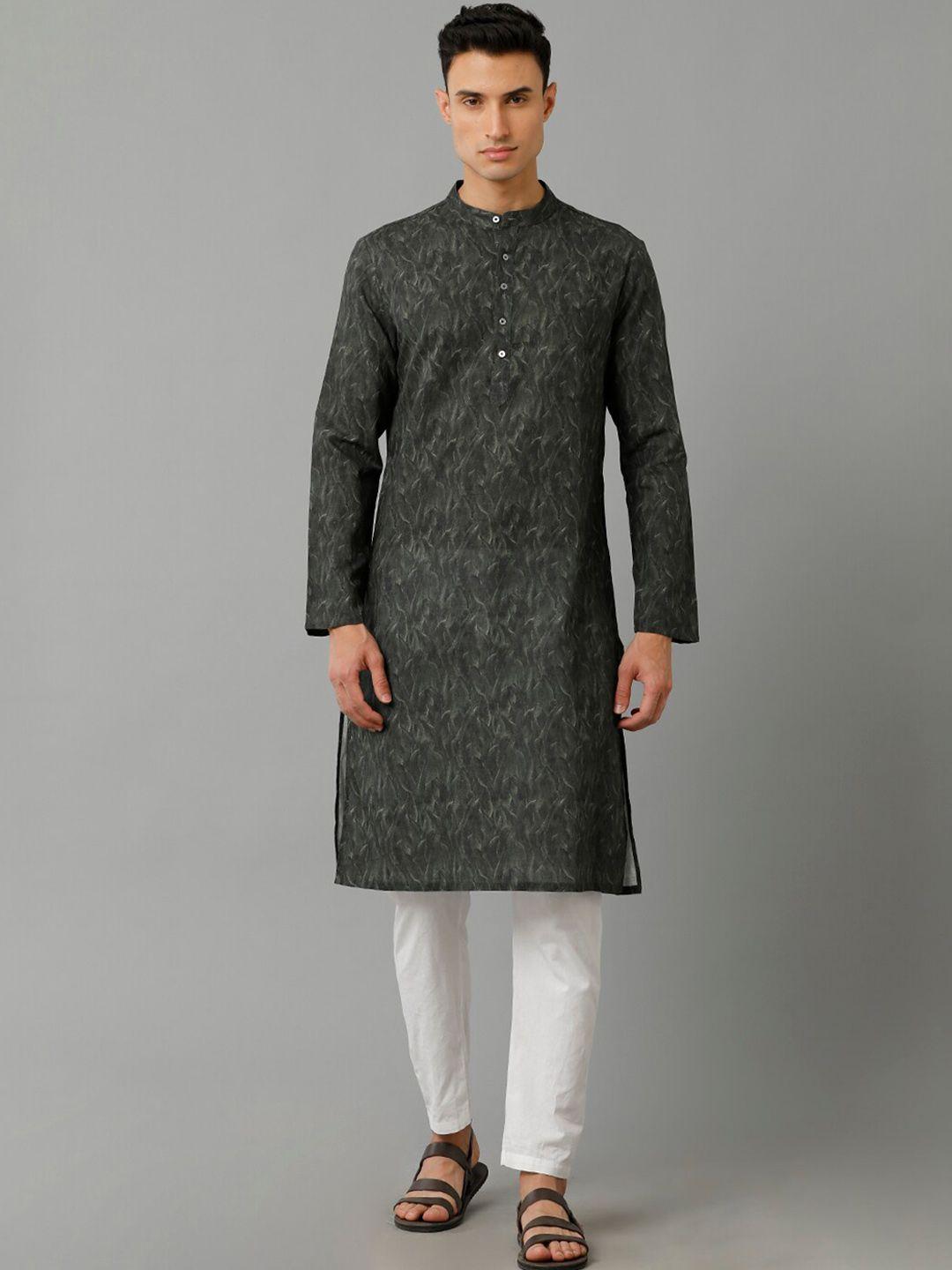 linen club floral printed pure linen kurta