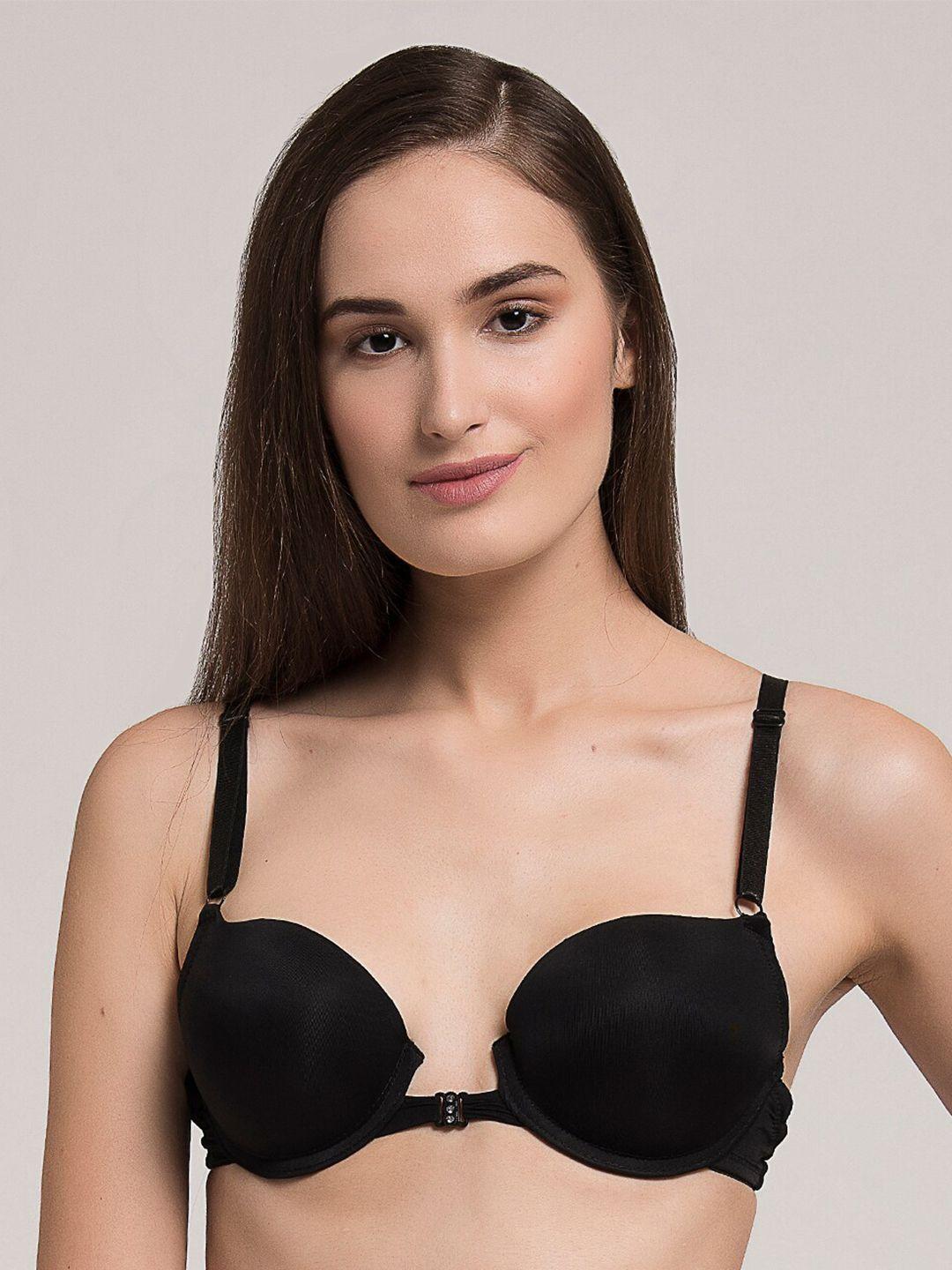 makclan black floral medium coverage underwired lightly padded bra