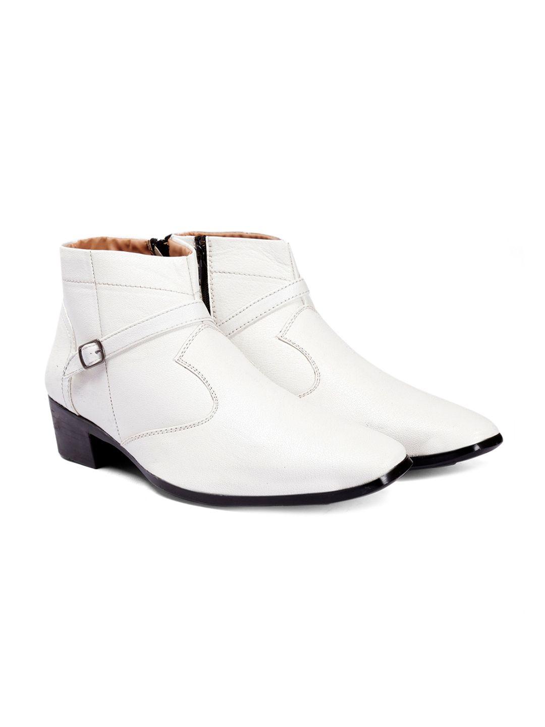 bxxy men mid top block heel formal boots with buckle detail