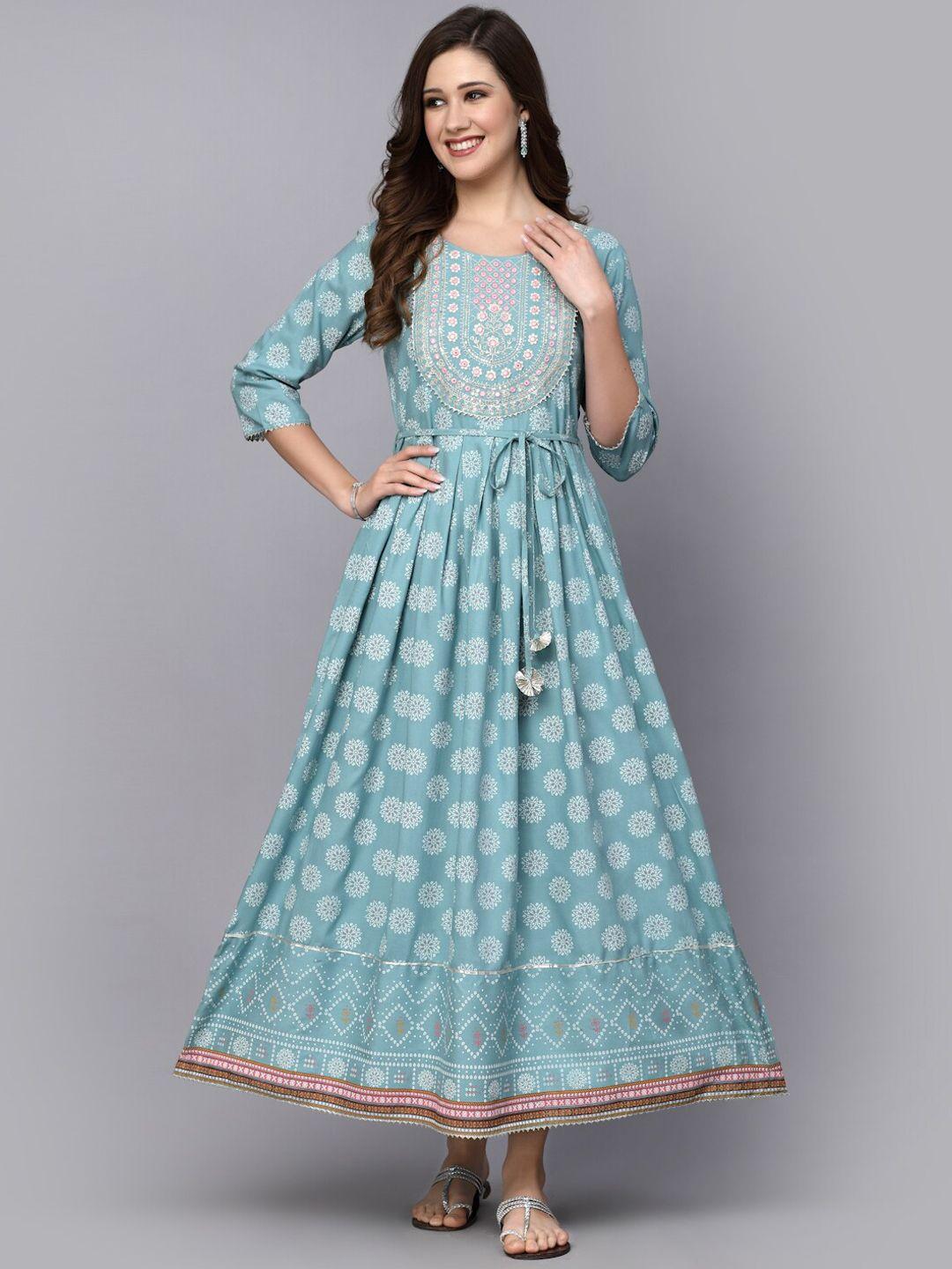 stylum ethnic motifs printed embroidered ethnic dress