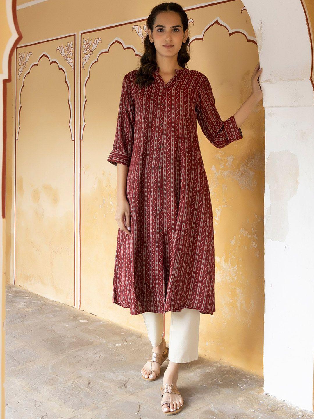 ragavi mandarin collar printed kurta