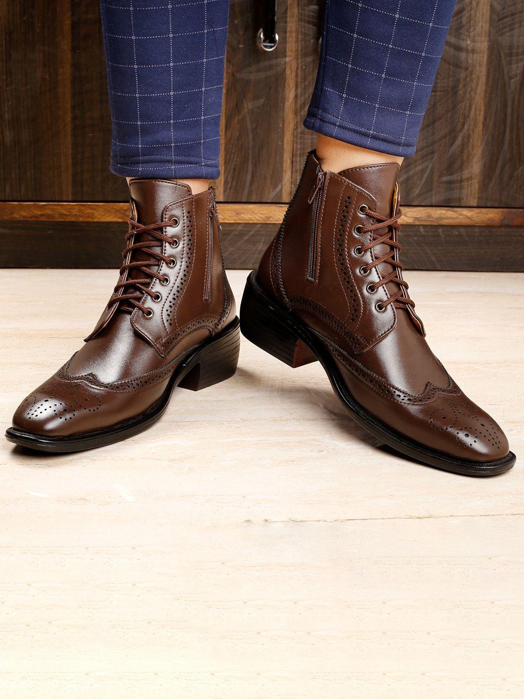 bxxy men perforated block-heeled brogue boots