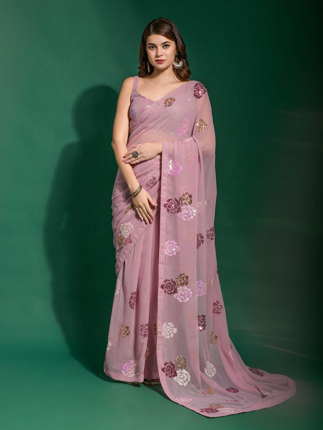 globon impex embellished pure georgette saree