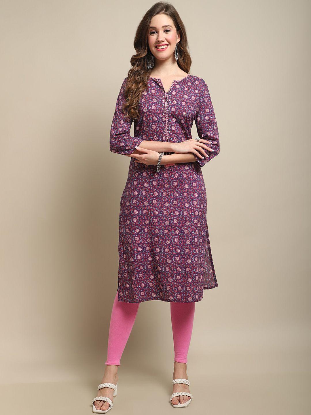 cantabil floral printed sequined straight kurta