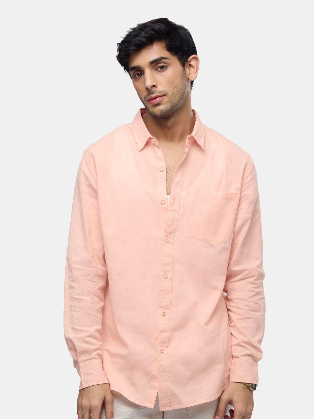 the souled store spread collar relaxed cotton linen casual shirt