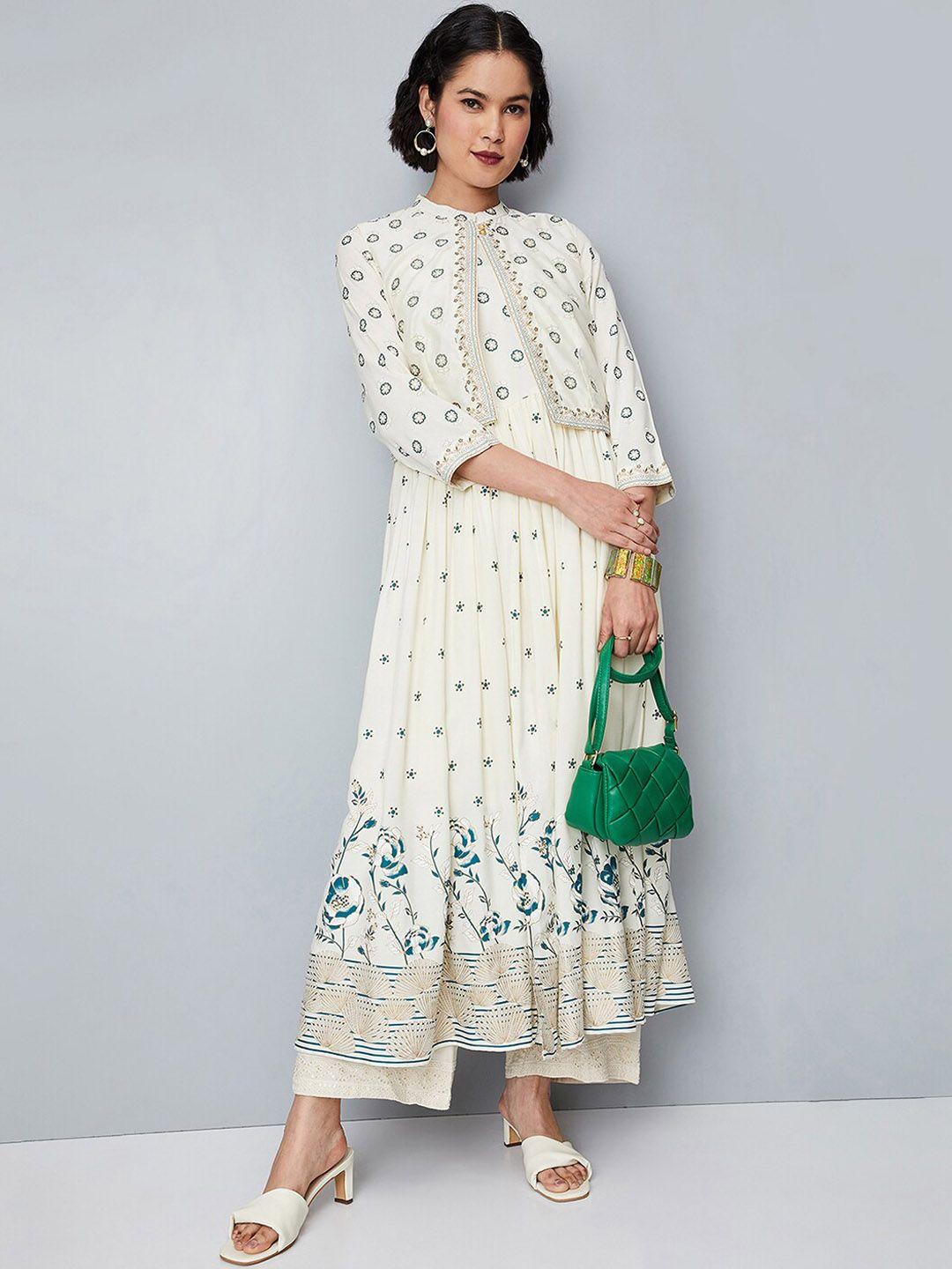 max floral printed anarkali kurta with jacket