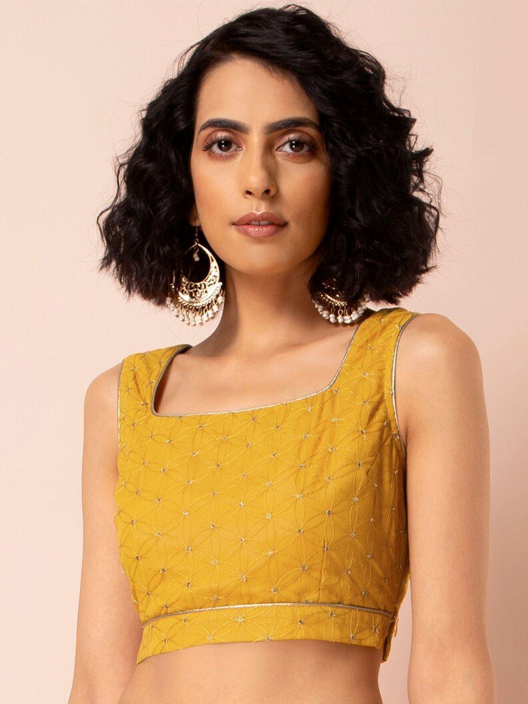 indya embroidered sleeveless crop top