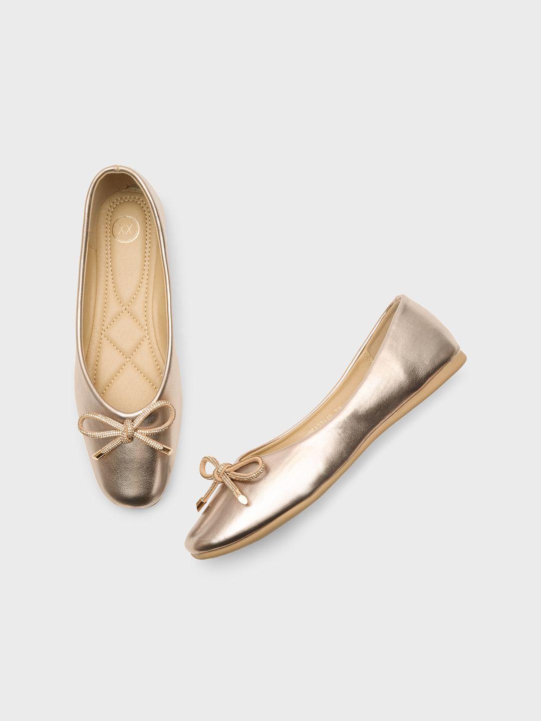 20dresses gold-toned bow embellished ballerinas