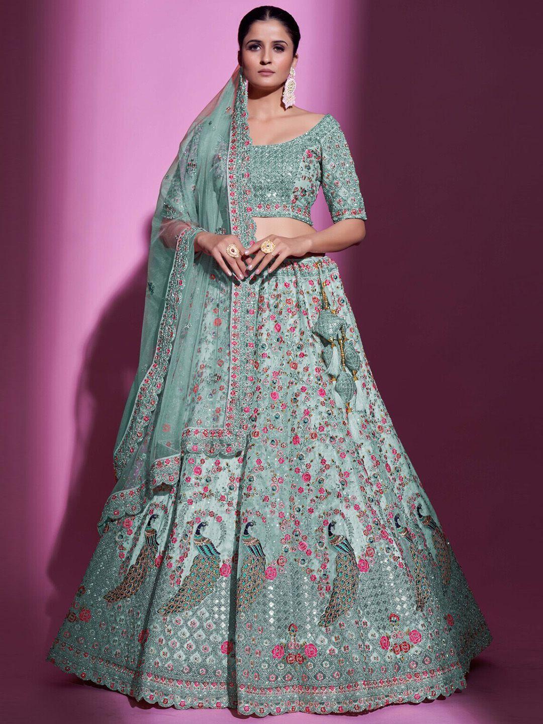 fusionic embellished sequinned semi-stitched lehenga & unstitched blouse with dupatta