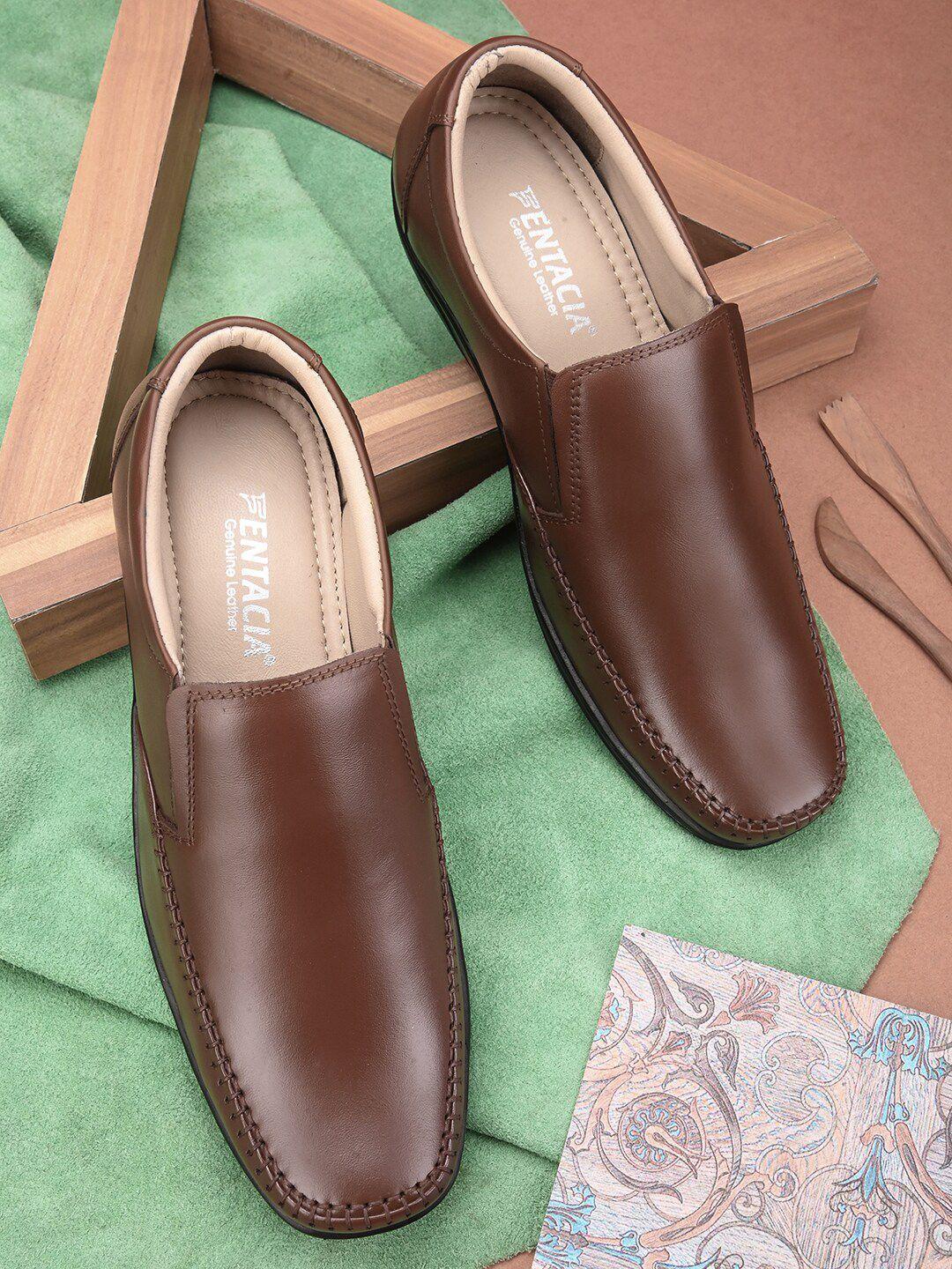 fentacia men genuine leather formal slip on shoes