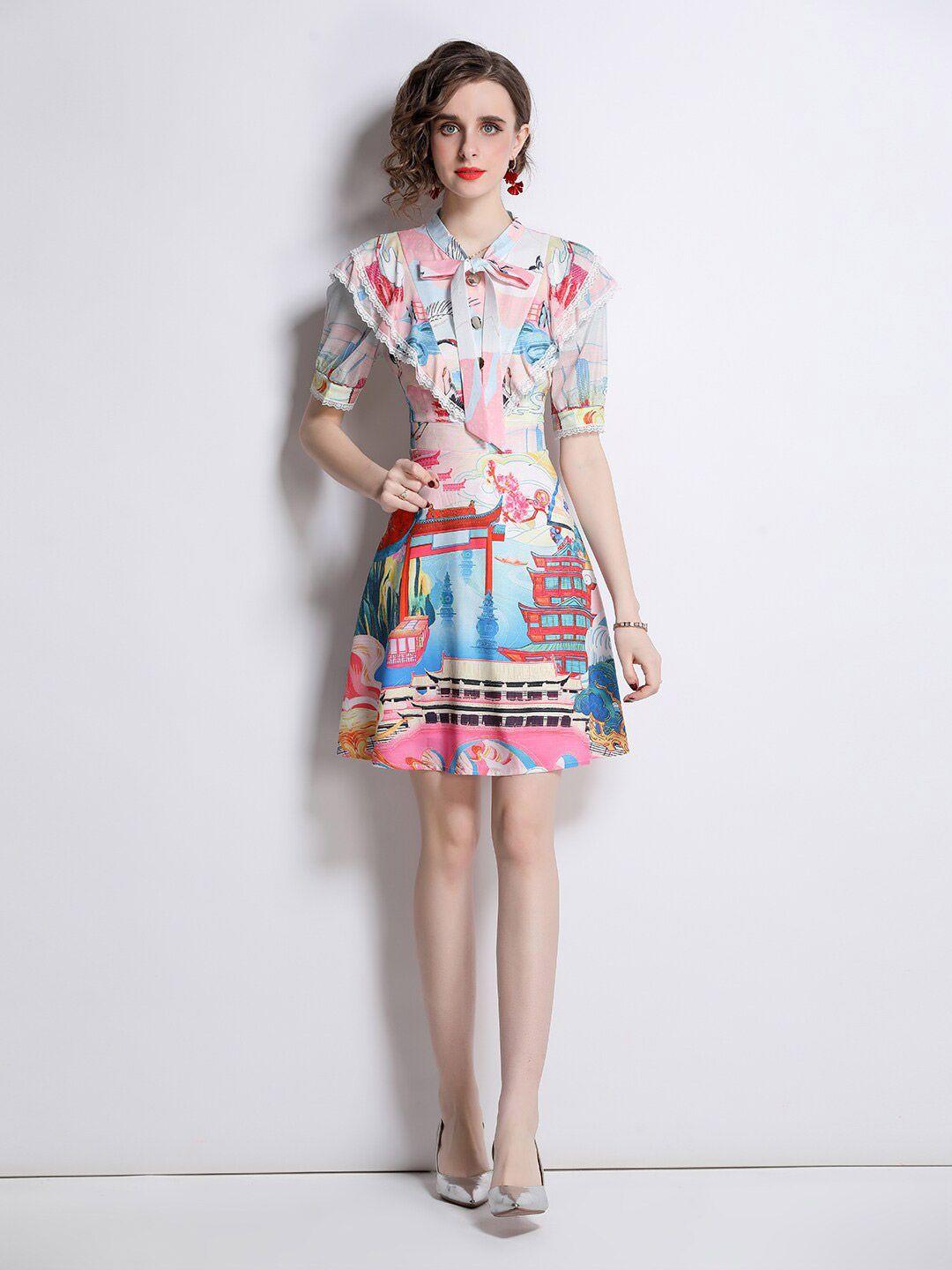 jc collection graphic print shirt dress