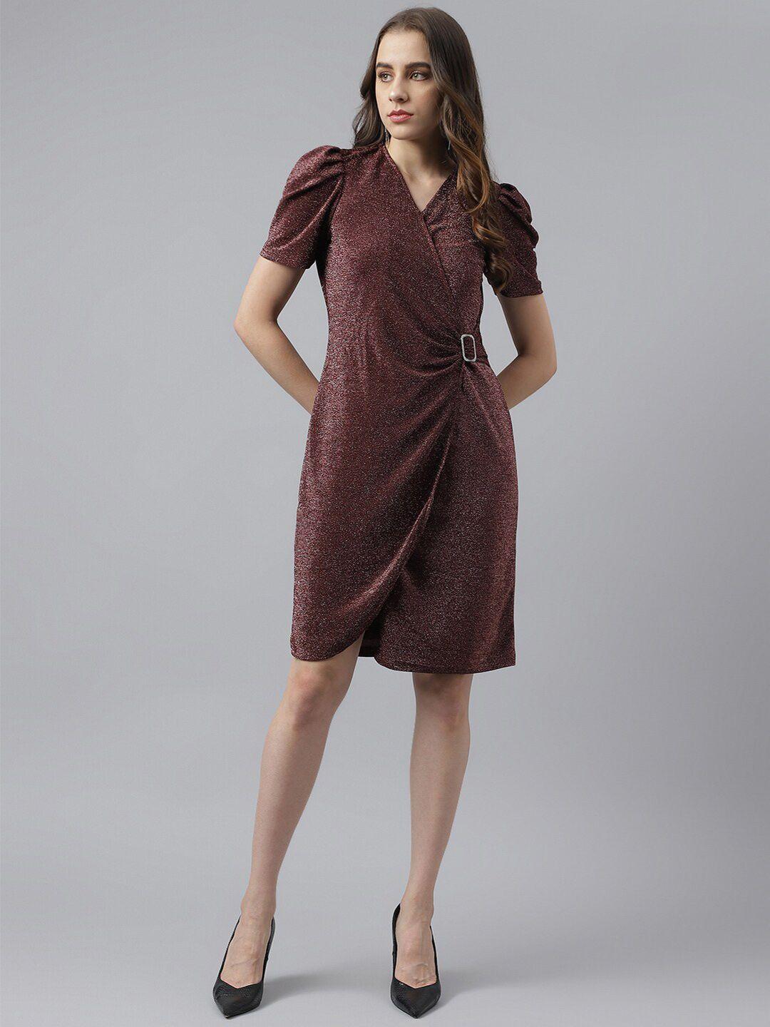 latin quarters embellished puff sleeve wrap dress