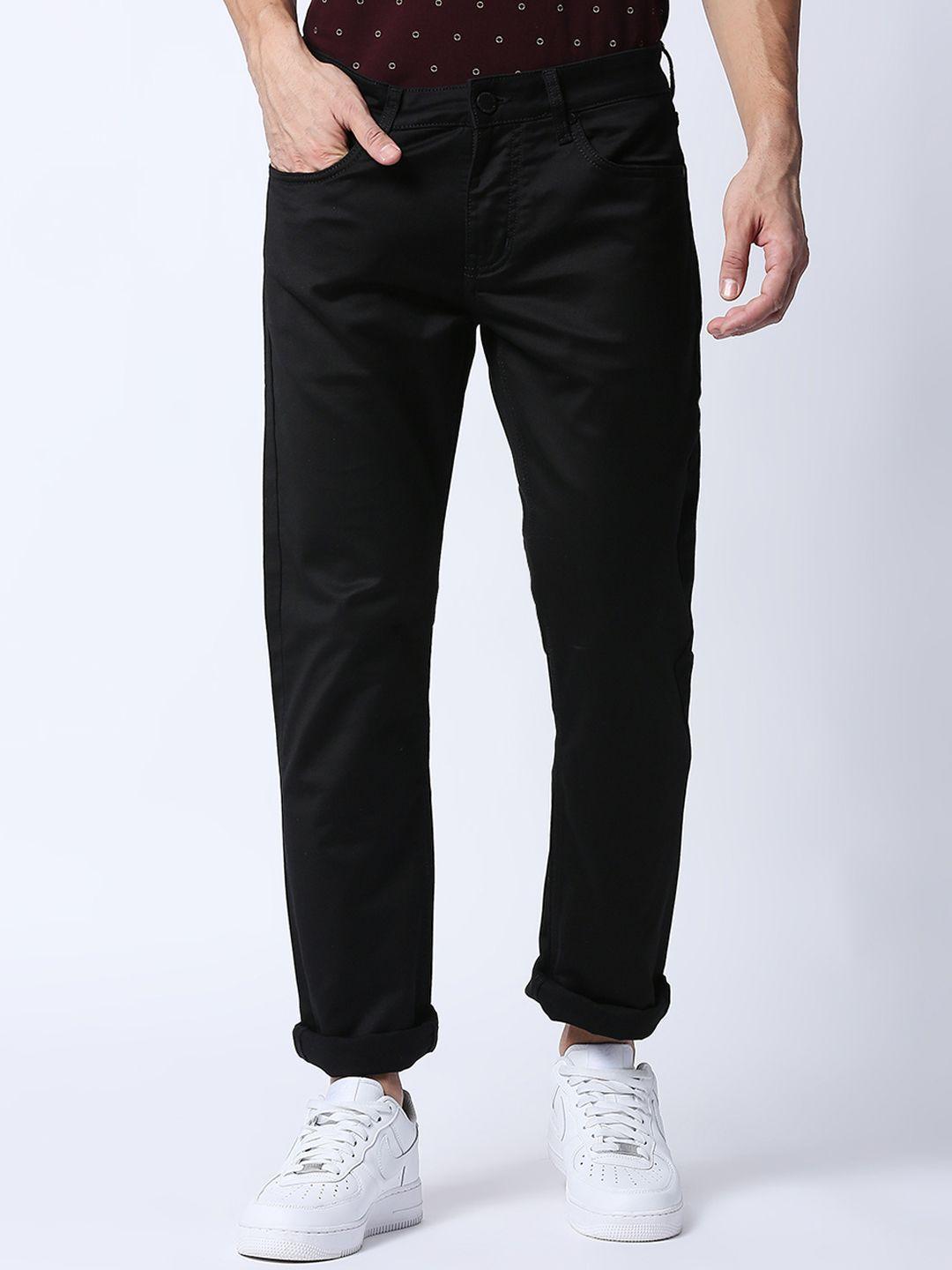 dragon hill men black straight fit low-rise jeans