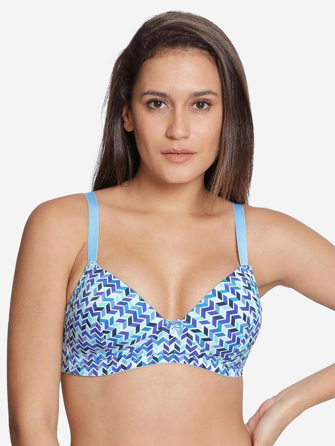 shyaway printed lightly padded nylon all day comfort everyday bra